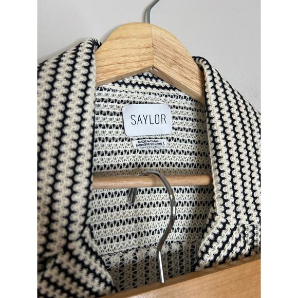 NEW Saylor Verna Crochet Knit Stripe Shorts Rickrack Trim Set Black Size: Large - Picture 4 of 11